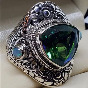 STERLING BALI PEACOCK QUARTZ, ETHIOPIAN WELO OPAL